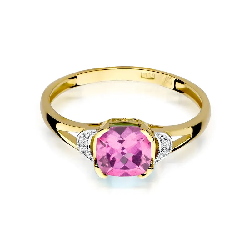 zlatý prsteň s 1,10 ct ružovým topásom a 0,01 ct diamantmi w0040-top-01