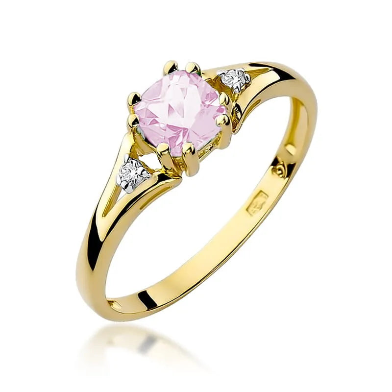 zlatý prsteň s 0,65 ct ružovým topásom a 0,029 ct diamantmi w0044-top-01