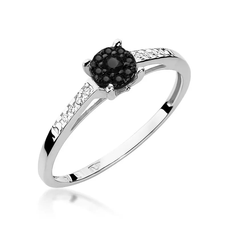 zlatý prsteň s 0,04 ct čiernym diamantom a 0,005 ct diamantmi w0055-xxx-02