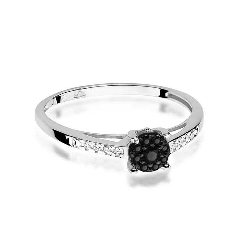 zlatý prsteň s 0,04 ct čiernym diamantom a 0,005 ct diamantmi w0055-xxx-02