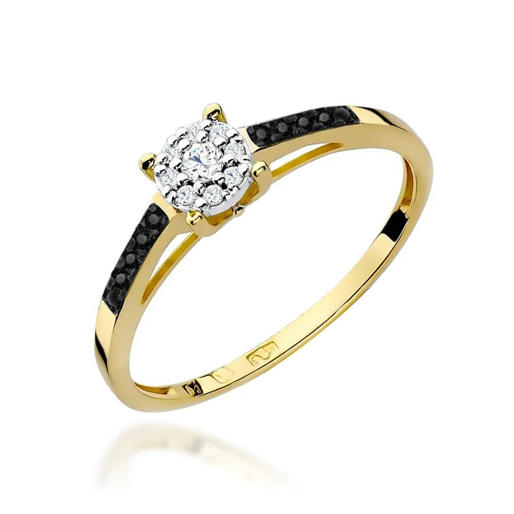 zlatý prsteň s diamantom 0,04 ct a diamantmi 0,005 ct w0055-xxx-01