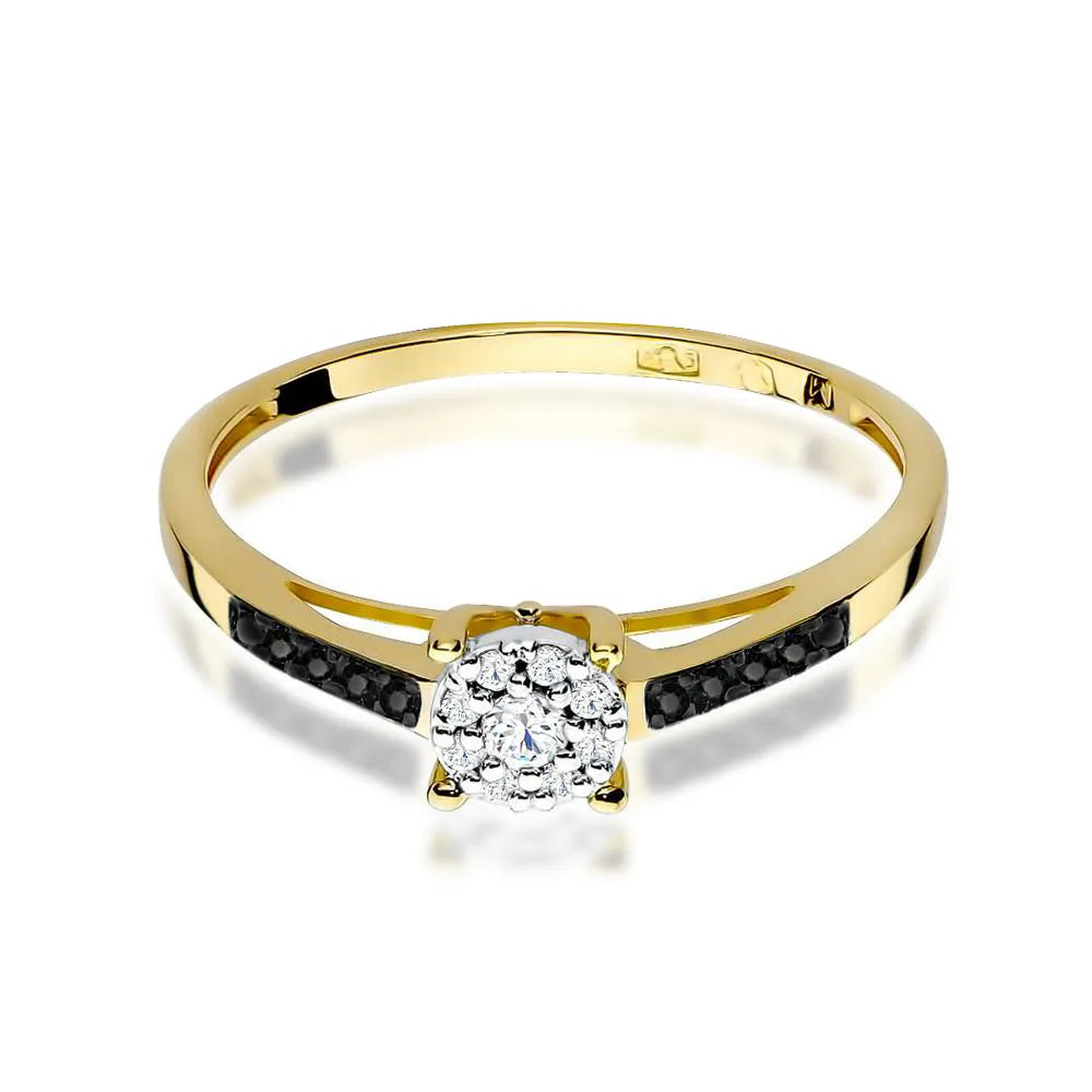 zlatý prsteň s diamantom 0,04 ct a diamantmi 0,005 ct w0055-xxx-01