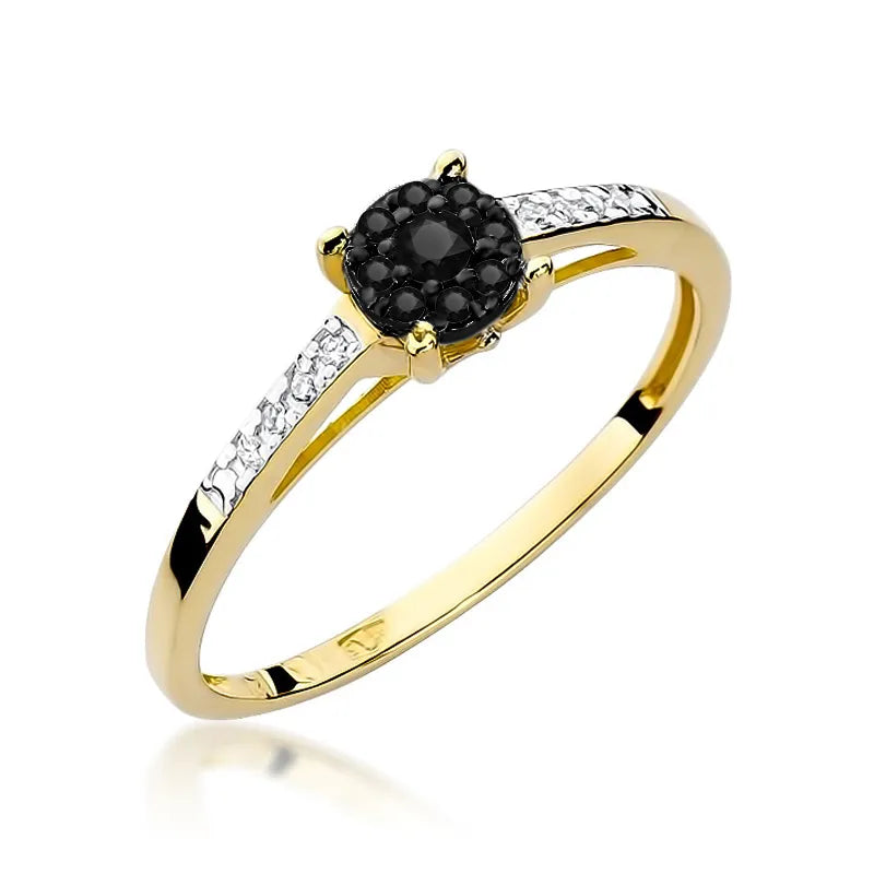 zlatý prsteň s 0,04 ct čiernym diamantom a 0,005 ct diamantmi w0055-xxx-02