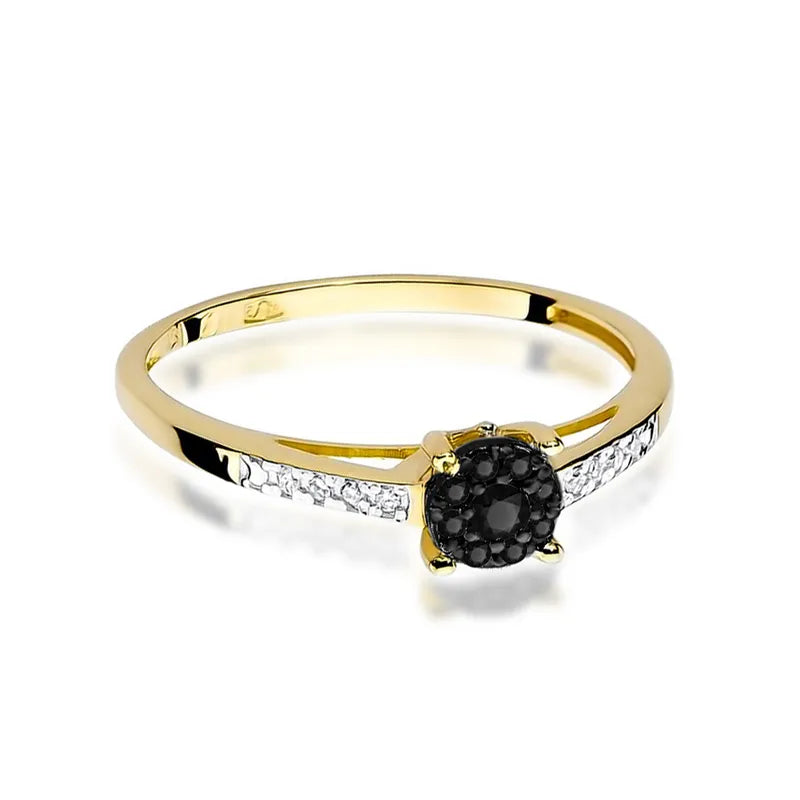 zlatý prsteň s 0,04 ct čiernym diamantom a 0,005 ct diamantmi w0055-xxx-02