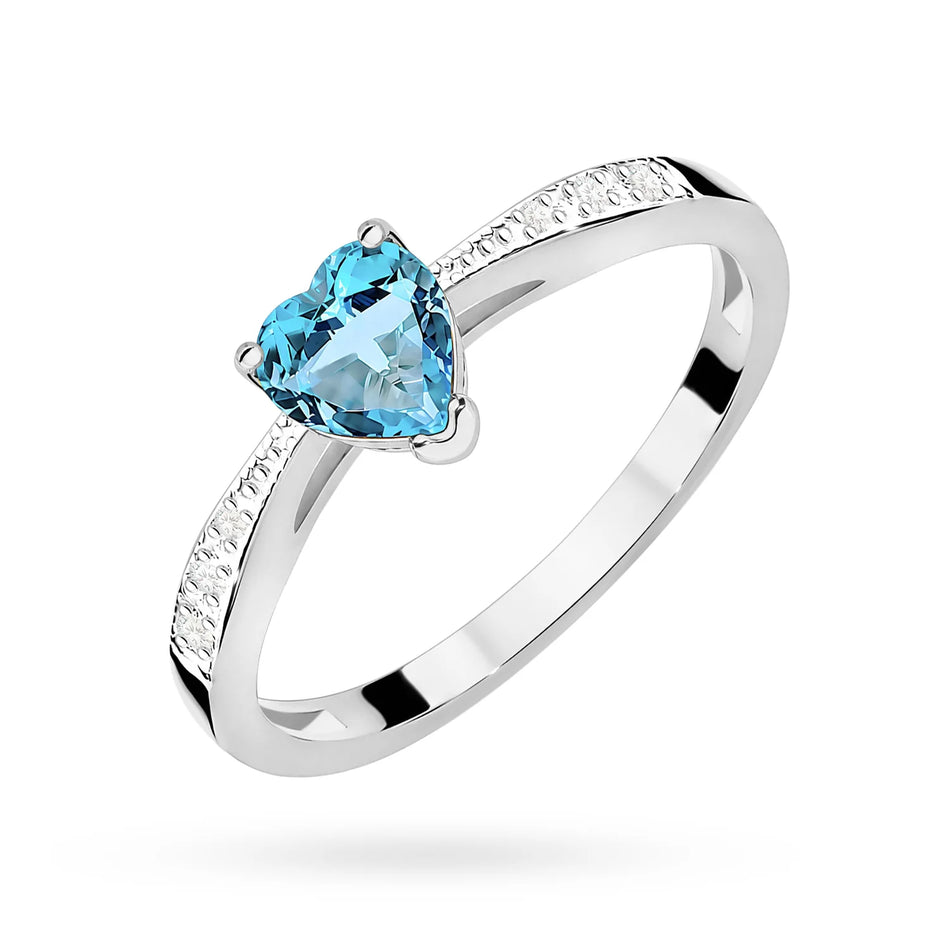 Prsteň z bieleho zlata s topásom 0,50 ct a diamantmi 0,03 ct