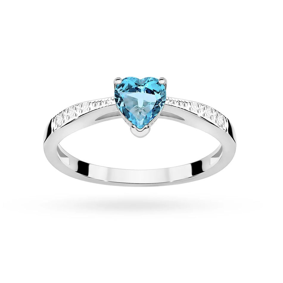 Prsteň z bieleho zlata s topásom 0,50 ct a diamantmi 0,03 ct