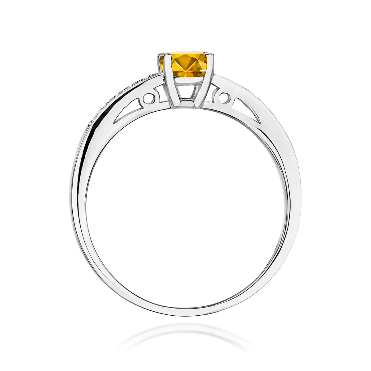 Prsteň z bieleho zlata s 0,50 ct citrínom a 0,05 ct diamantov