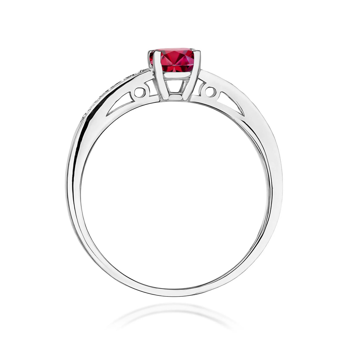 Prsteň z bieleho zlata s 0,60 ct rubínom a 0,05 ct diamantmi