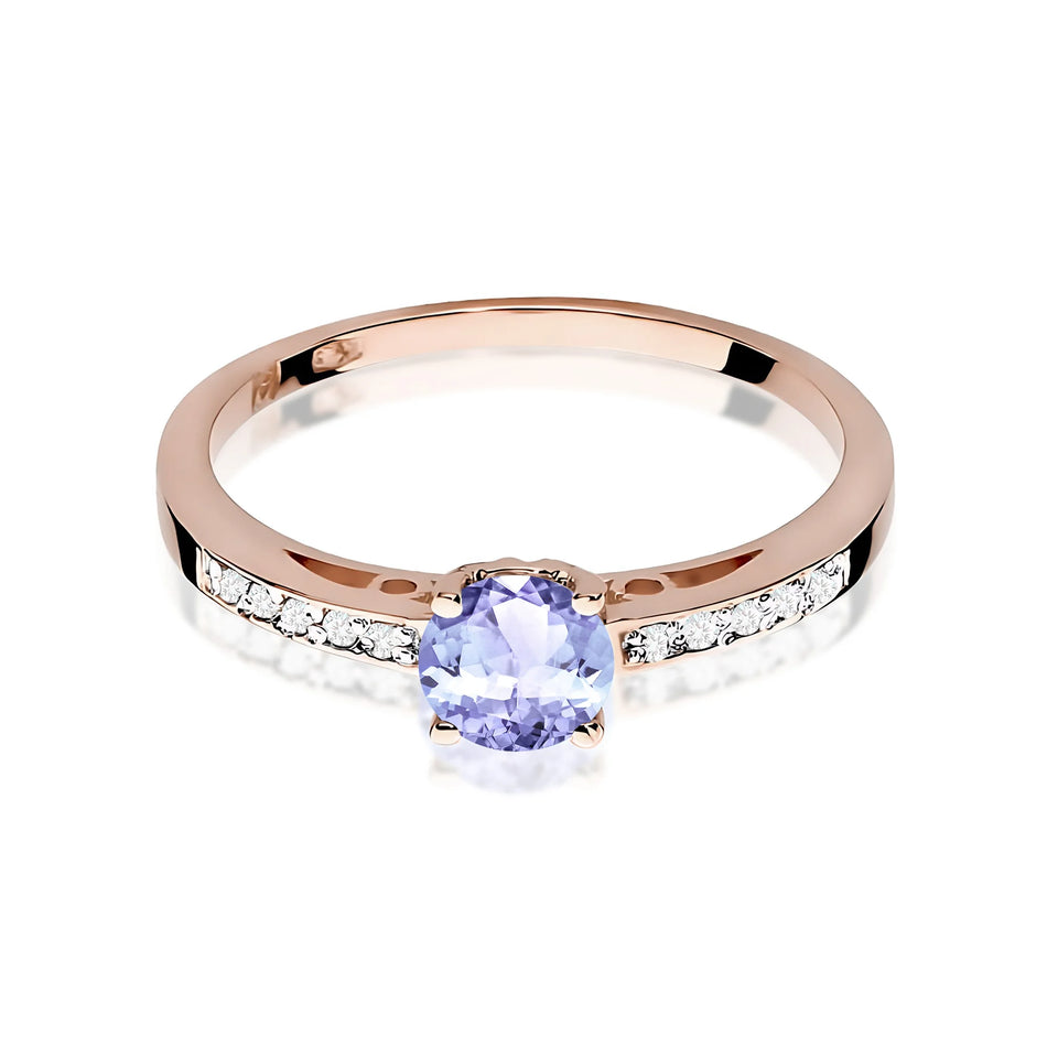 Zlatý prsteň s 0,50 ct tanzanitom a 0,05 ct diamantmi