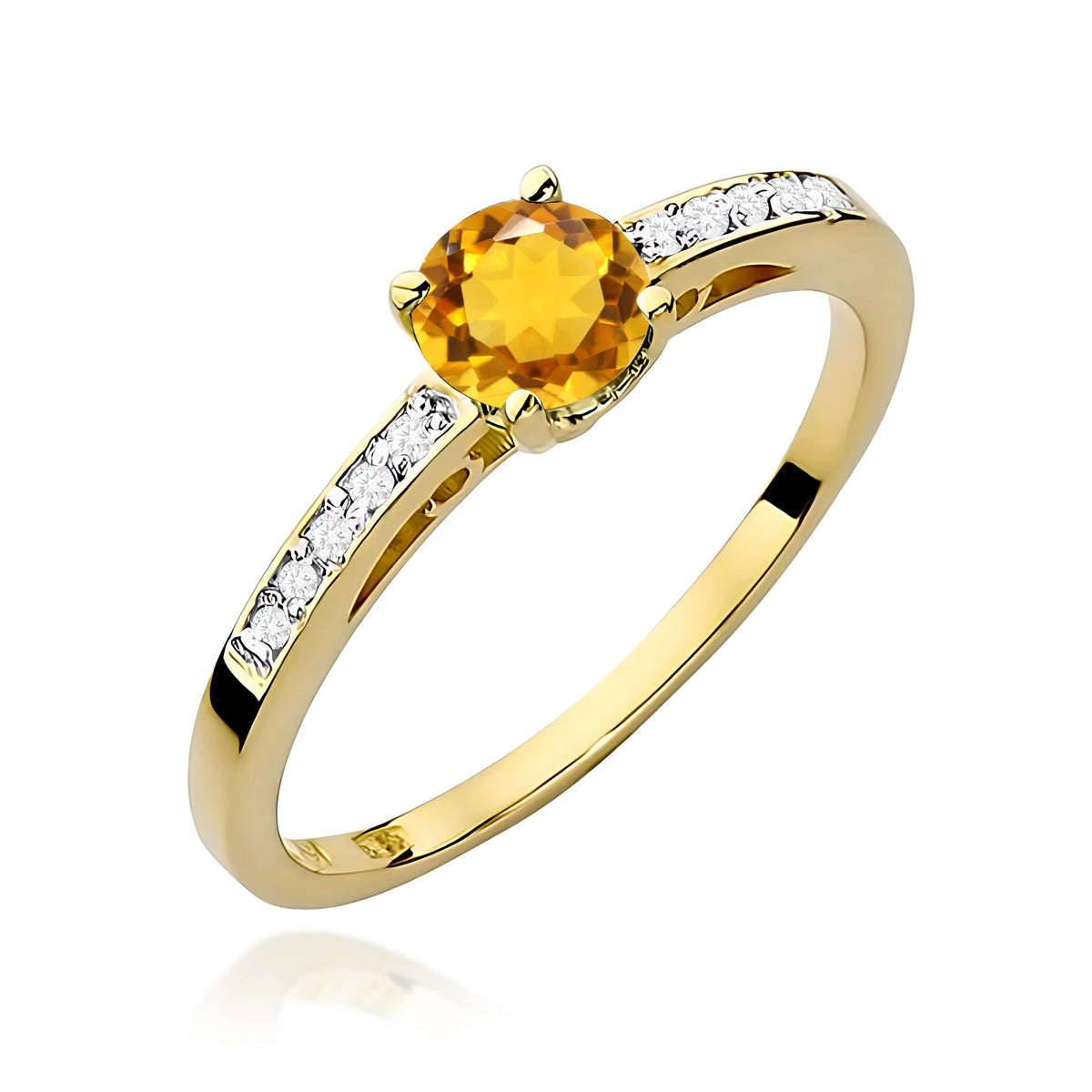 Zlatý prsteň s 0,50 ct citrínom a 0,05 ct diamantmi