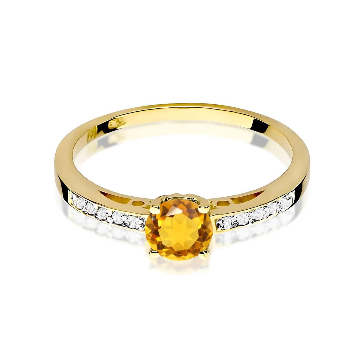Zlatý prsteň s 0,50 ct citrínom a 0,05 ct diamantmi