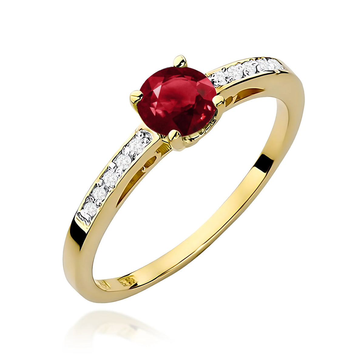 Zlatý prsteň s granátom 0,60 ct a diamantmi 0,05 ct