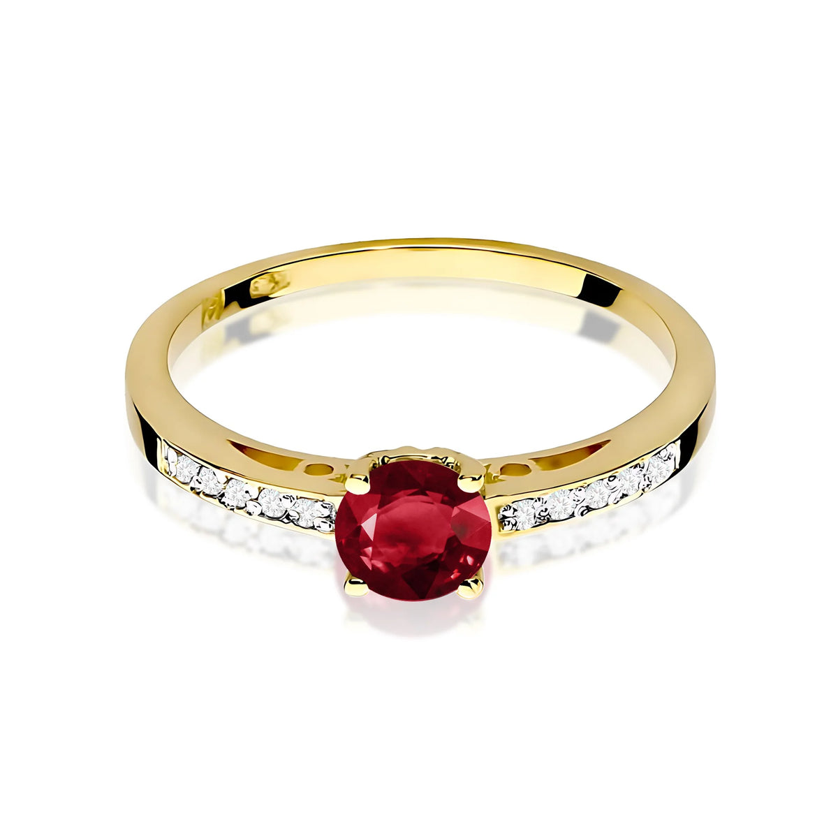 Zlatý prsteň s granátom 0,60 ct a diamantmi 0,05 ct