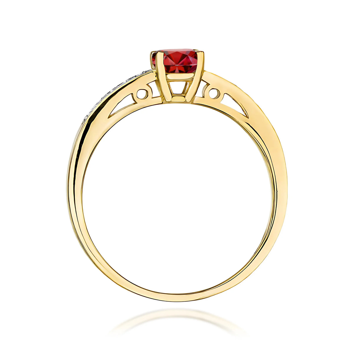 Zlatý prsteň s granátom 0,60 ct a diamantmi 0,05 ct
