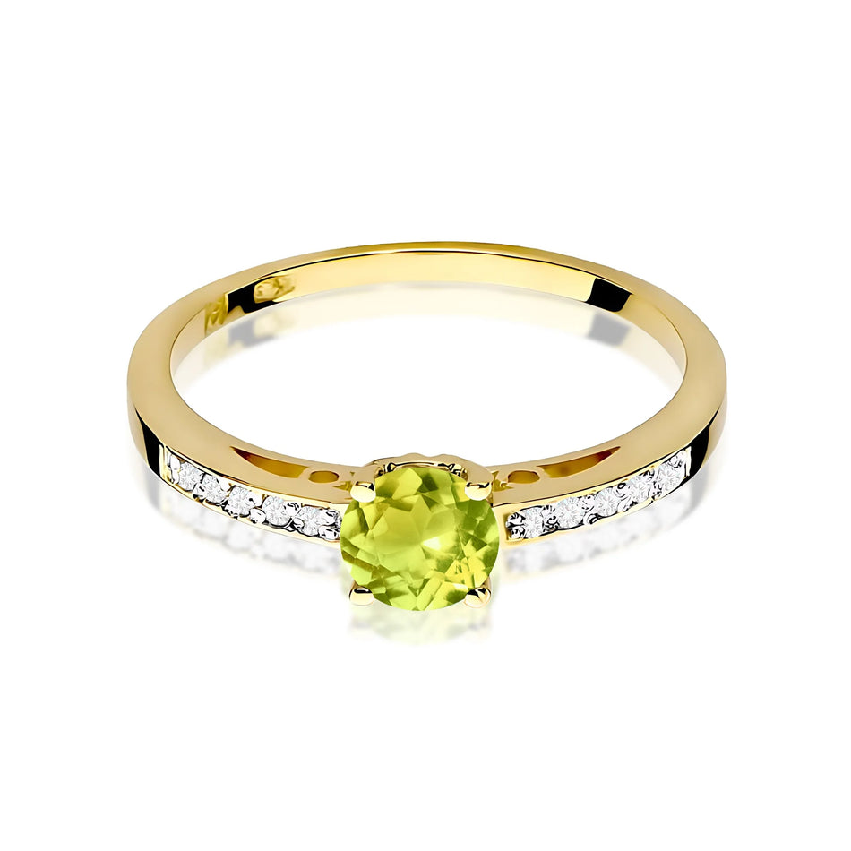 Gold Ring with 0.60ct Olivine and 0.05ct Diamonds