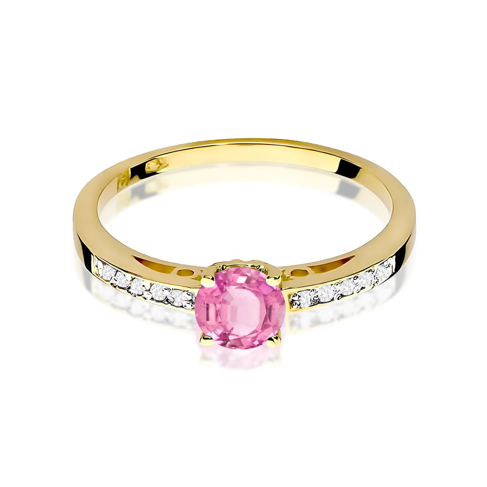 Gold Ring with 0.60ct Pink topaz and 0.05ct Diamonds