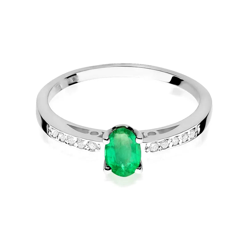 zlatý prsteň s 0,40 ct smaragdom a 0,05 ct diamantmi w0067-emg-01