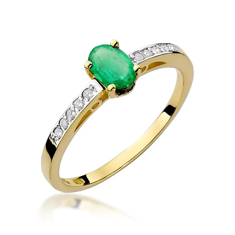 zlatý prsteň s 0,40 ct smaragdom a 0,05 ct diamantmi w0067-emg-01