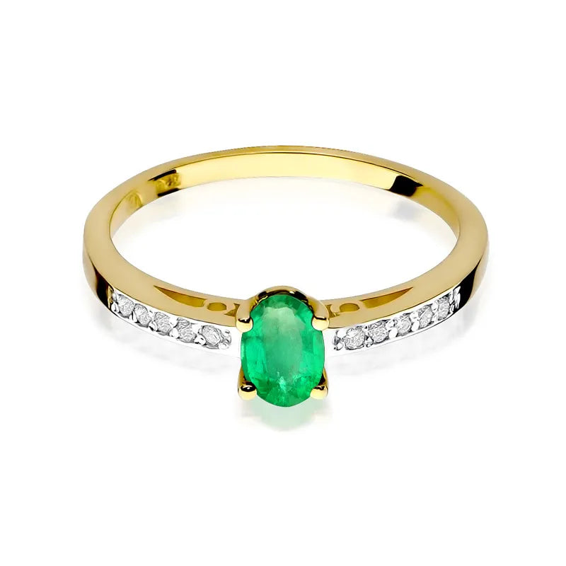 zlatý prsteň s 0,40 ct smaragdom a 0,05 ct diamantmi w0067-emg-01