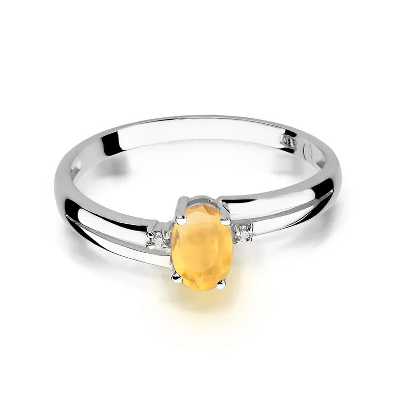 zlatý prsteň s 0,60 ct citrínom a 0,029 ct diamantmi w0068-ciy-01