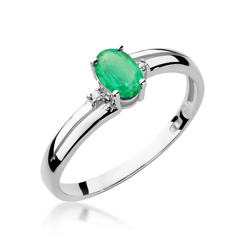 zlatý prsteň s 0,40 ct smaragdom a 0,029 ct diamantmi w0068-emg-01