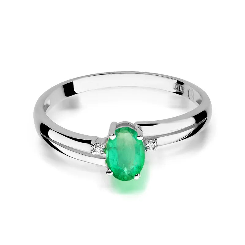zlatý prsteň s 0,40 ct smaragdom a 0,029 ct diamantmi w0068-emg-01