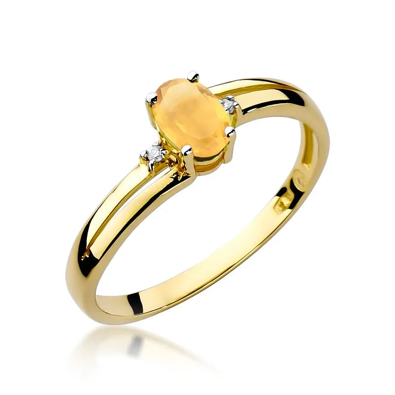 zlatý prsteň s 0,60 ct citrínom a 0,029 ct diamantmi w0068-ciy-01