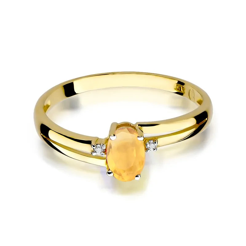 zlatý prsteň s 0,60 ct citrínom a 0,029 ct diamantmi w0068-ciy-01