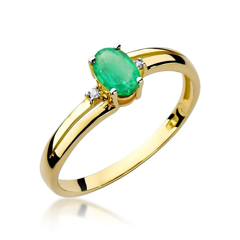 zlatý prsteň s 0,40 ct smaragdom a 0,029 ct diamantmi w0068-emg-01