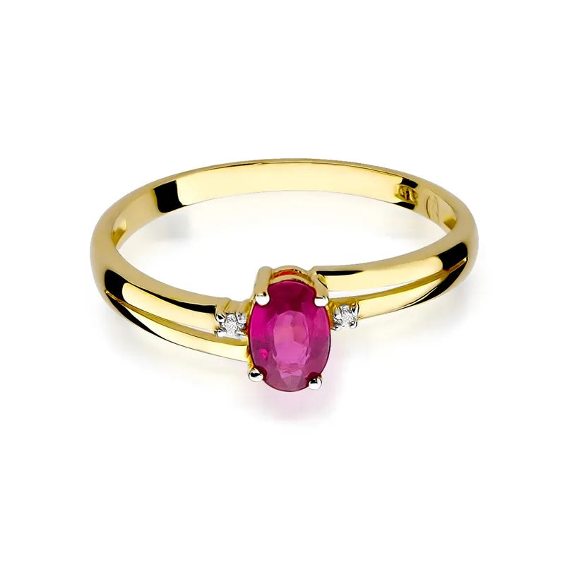 zlatý prsteň s 0,60 ct rubínom a 0,029 ct diamantmi w0068-rur-01