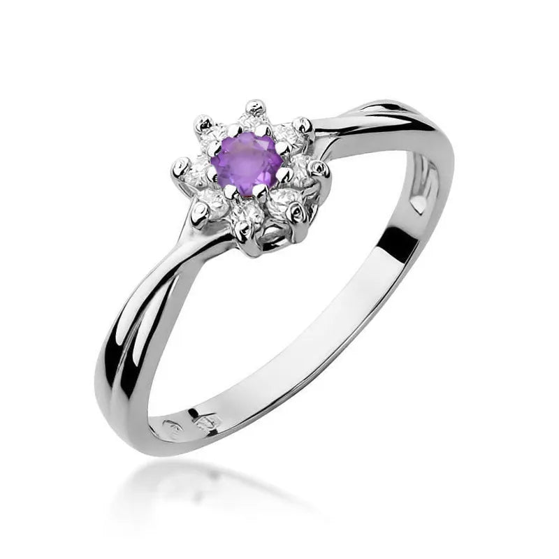 zlatý prsteň s 0,10 ct ametystom a diamantmi w0072-amv-01