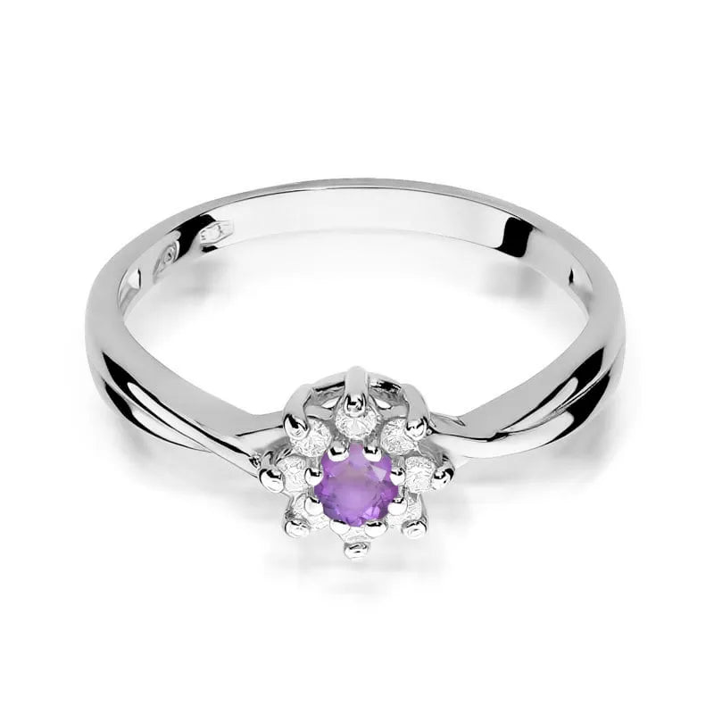 zlatý prsteň s 0,10 ct ametystom a diamantmi w0072-amv-01