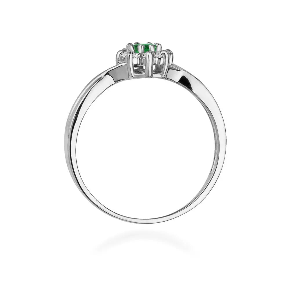 zlatý prsteň s 0,15 ct smaragdom a diamantmi w0072-emg-01