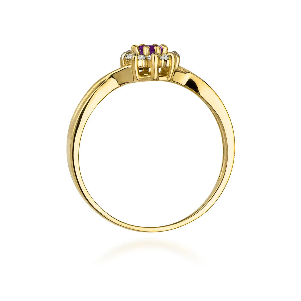 zlatý prsteň s 0,10 ct ametystom a diamantmi w0072-amv-01