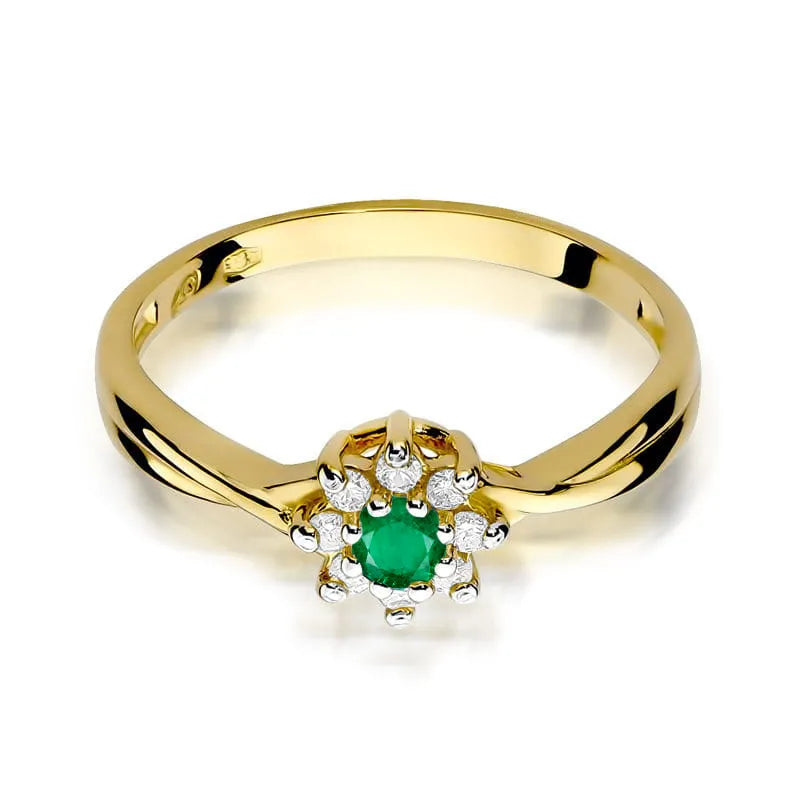 zlatý prsteň s 0,15 ct smaragdom a diamantmi w0072-emg-01