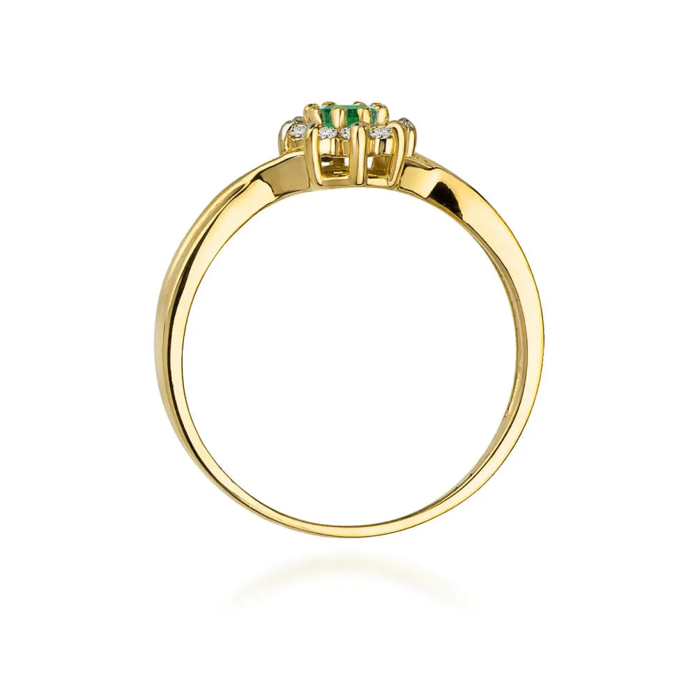 zlatý prsteň s 0,15 ct smaragdom a diamantmi w0072-emg-01