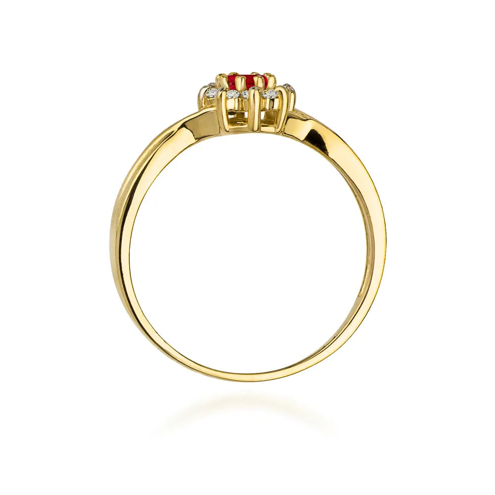 zlatý prsteň s 0,15 ct rubínom a diamantmi w0072-rur-01