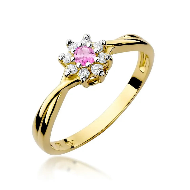zlatý prsteň s ružovým topásom 0,13 ct a diamantmi 0,116 ct w0072-top-01
