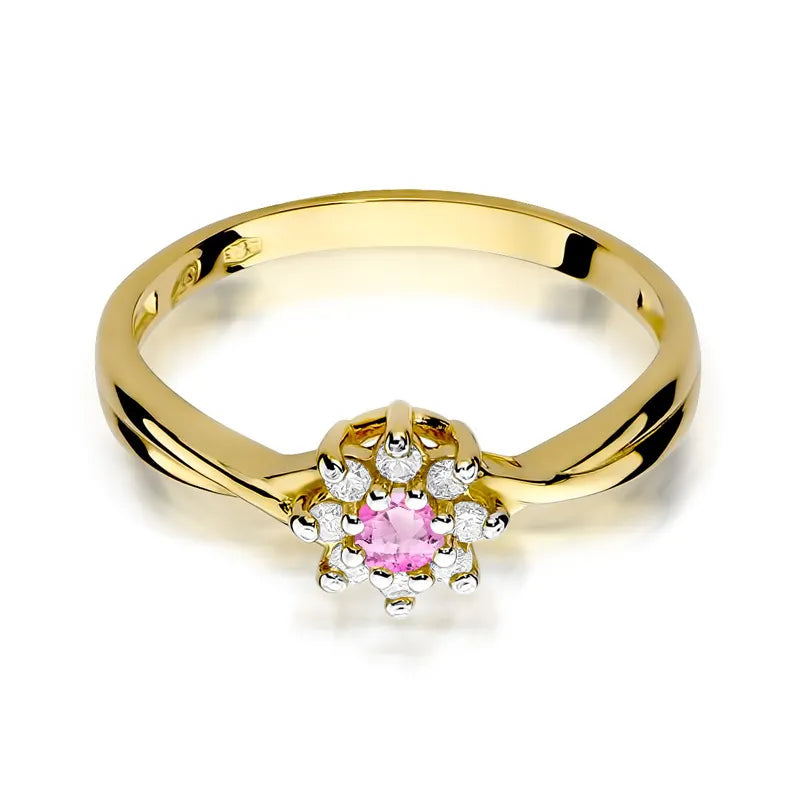zlatý prsteň s ružovým topásom 0,13 ct a diamantmi 0,116 ct w0072-top-01