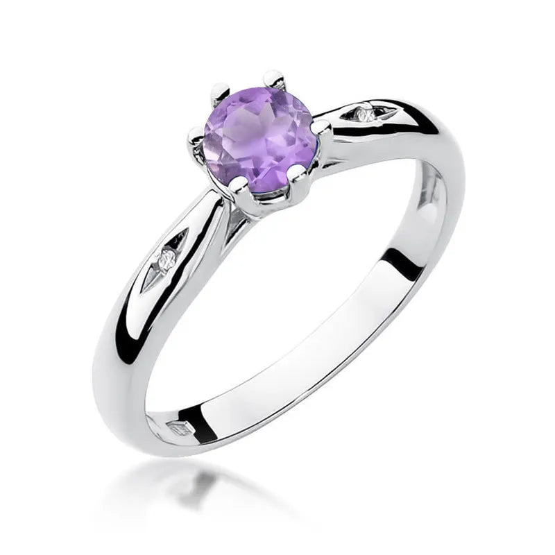 zlatý prsteň s 0,50 ct ametystom a diamantmi w0074-amv-01
