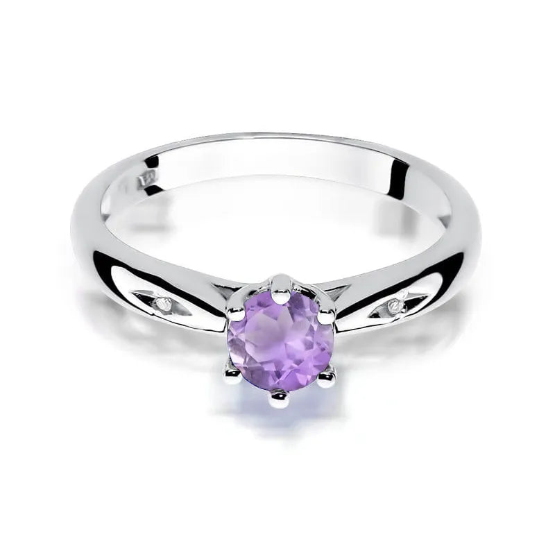 zlatý prsteň s 0,50 ct ametystom a diamantmi w0074-amv-01