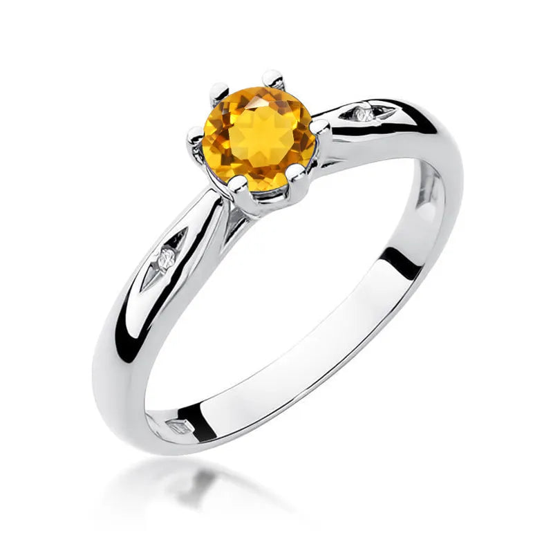zlatý prsteň s 0,50 ct citrínom a diamantmi w0074-ciy-01