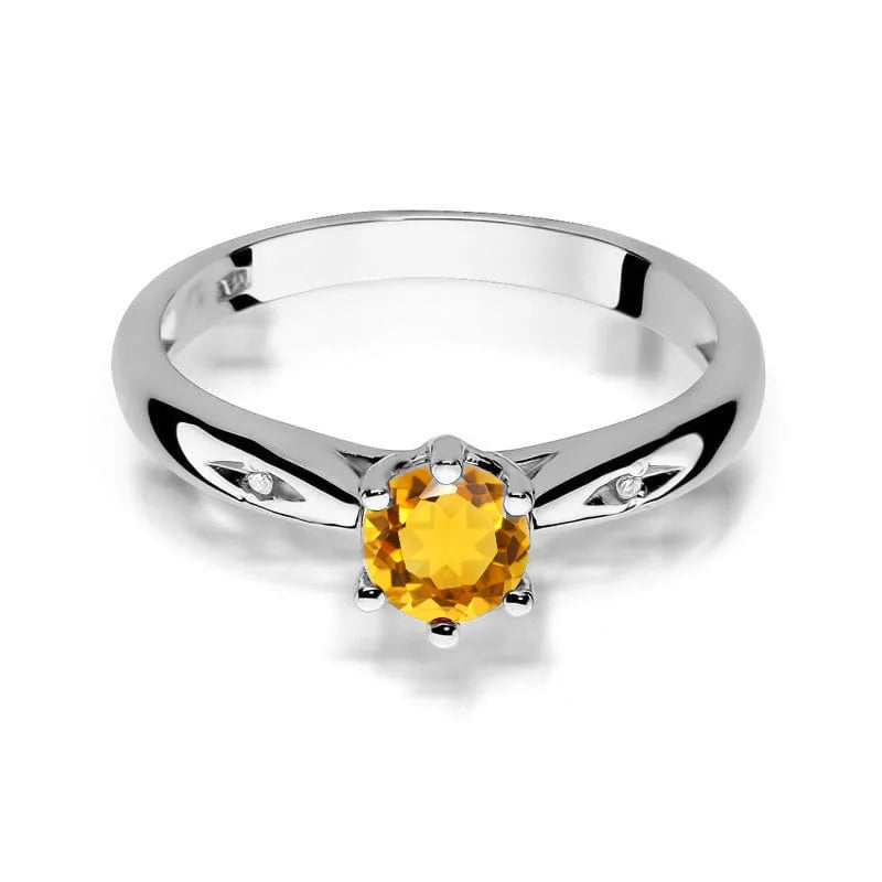 zlatý prsteň s 0,50 ct citrínom a diamantmi w0074-ciy-01