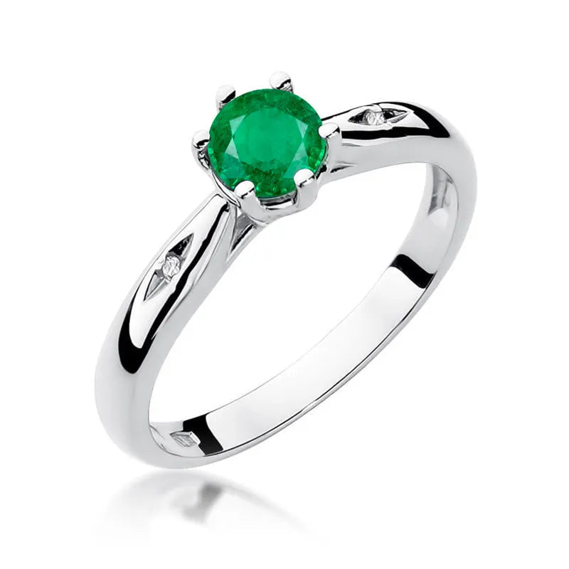 zlatý prsteň s 0,50 ct smaragdom a diamantmi w0074-emg-01