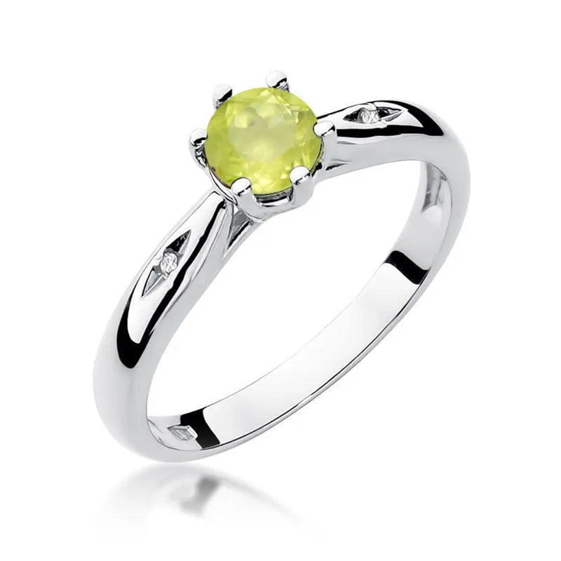 zlatý prsteň s 0,60 ct olivínom a diamantmi w0074-peg-01
