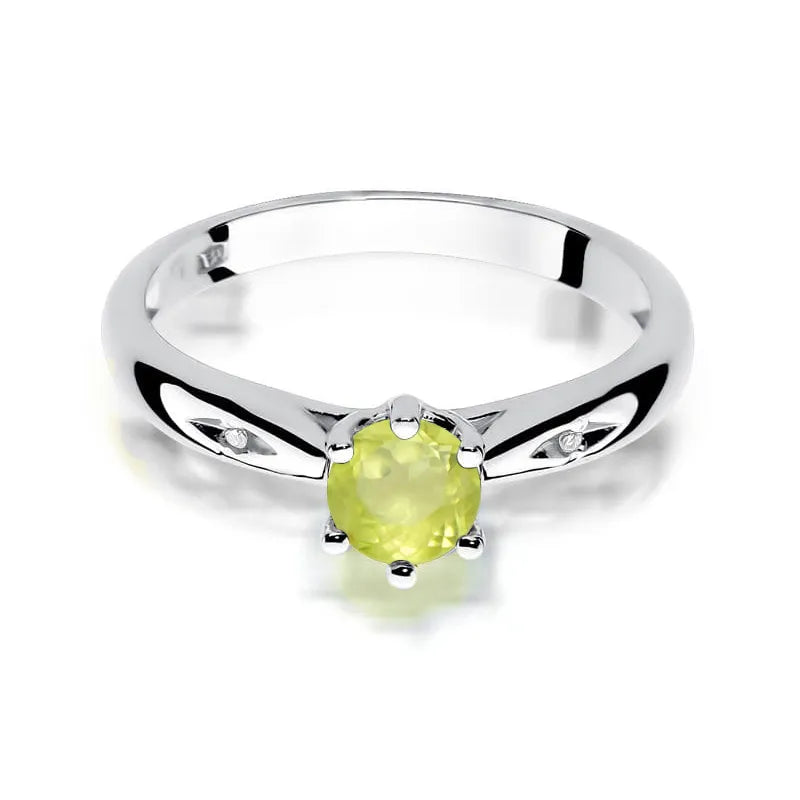 zlatý prsteň s 0,60 ct olivínom a diamantmi w0074-peg-01