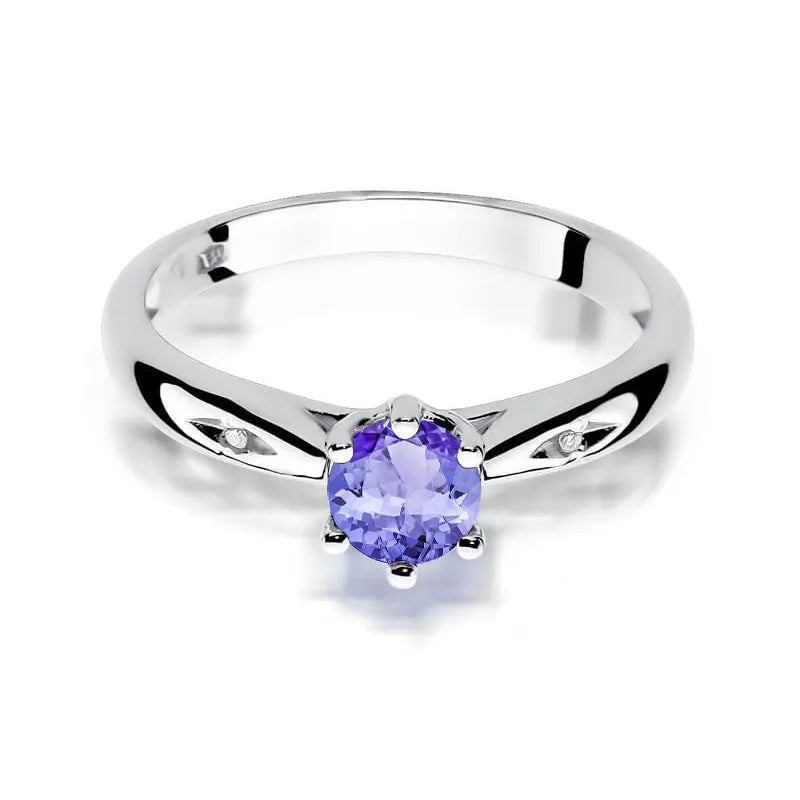 zlatý prsteň s 0,50 ct tanzanitom a diamantmi w0074-tap-01