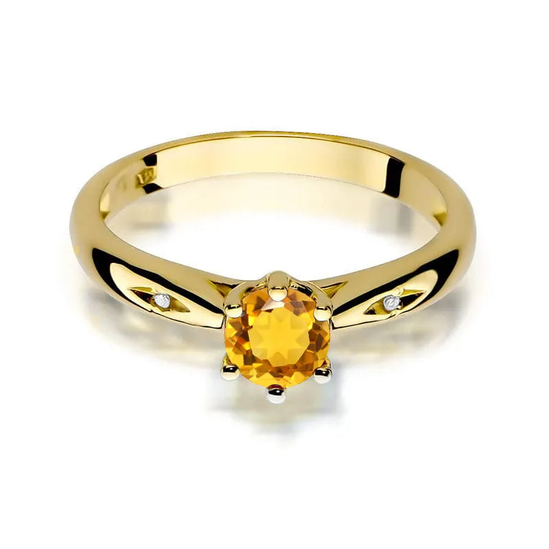 zlatý prsteň s 0,50 ct citrínom a diamantmi w0074-ciy-01