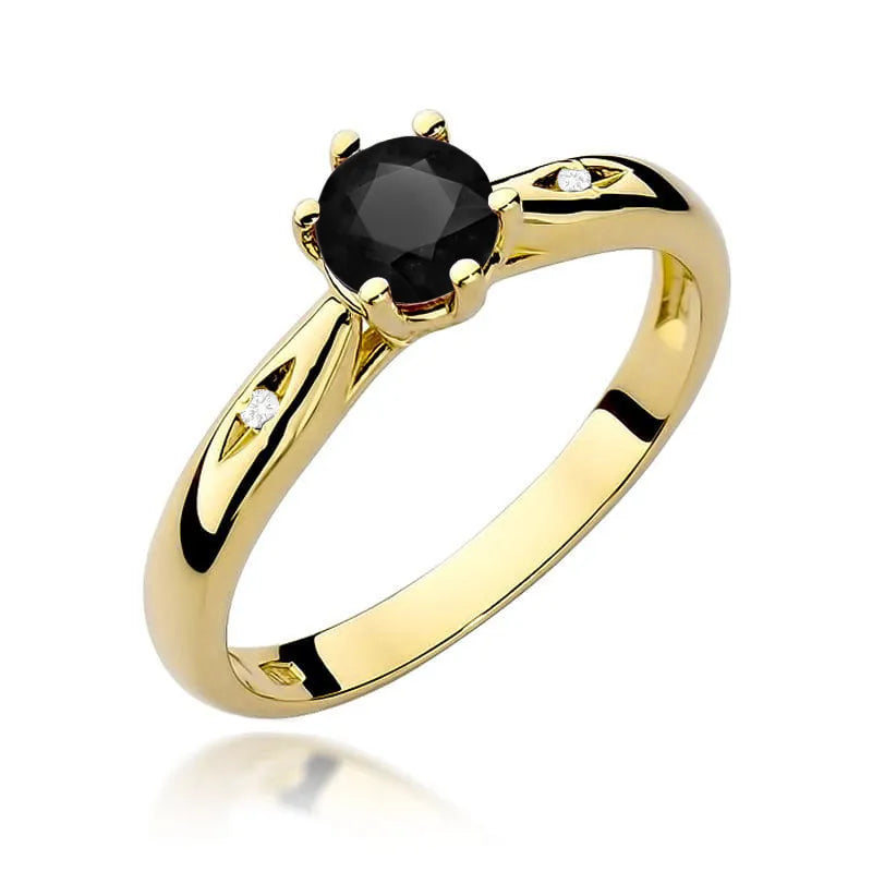 zlatý prsteň s 0,50 ct čiernym diamantom a 0,01 ct diamantmi w0074-dib-01