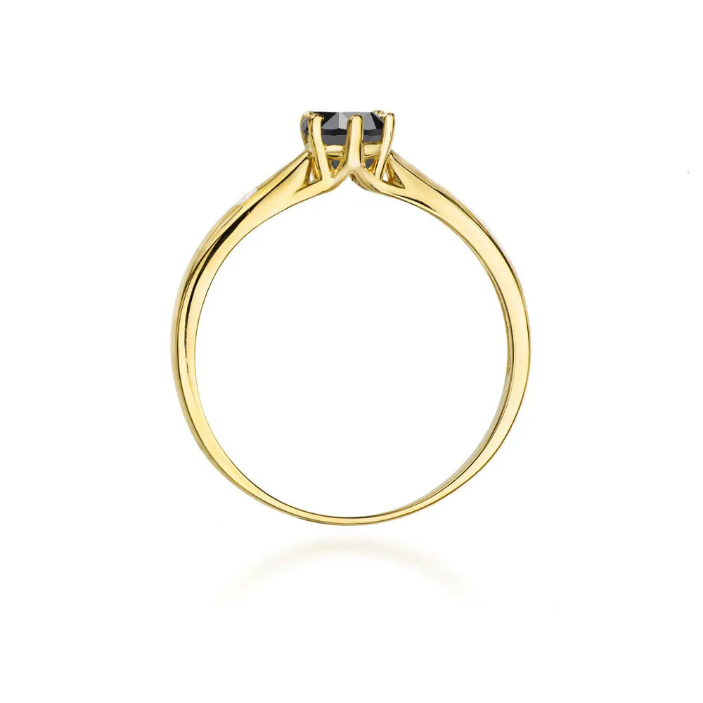 zlatý prsteň s 0,50 ct čiernym diamantom a 0,01 ct diamantmi w0074-dib-01